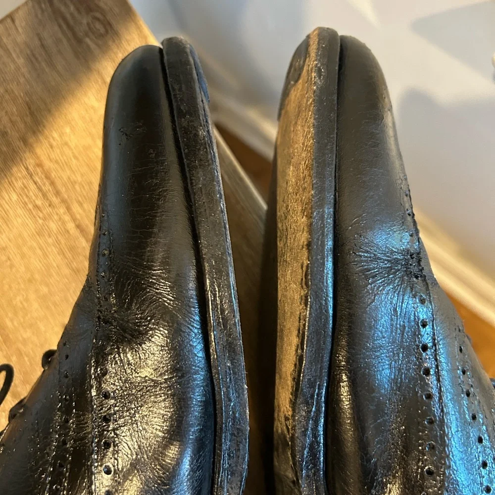 PEAL & CO BROOKS BROTHERS SHOES SIZE 10 D BLACK BROGUE OXFORD